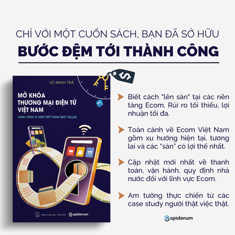  [Xả Kho Đón Tết] Sách Mở Khóa Thương Mại Điện Tử Việt Nam - Hành Trình 15 Năm Trở Thành Best Seller - Tác Giả Vũ Minh Trà 