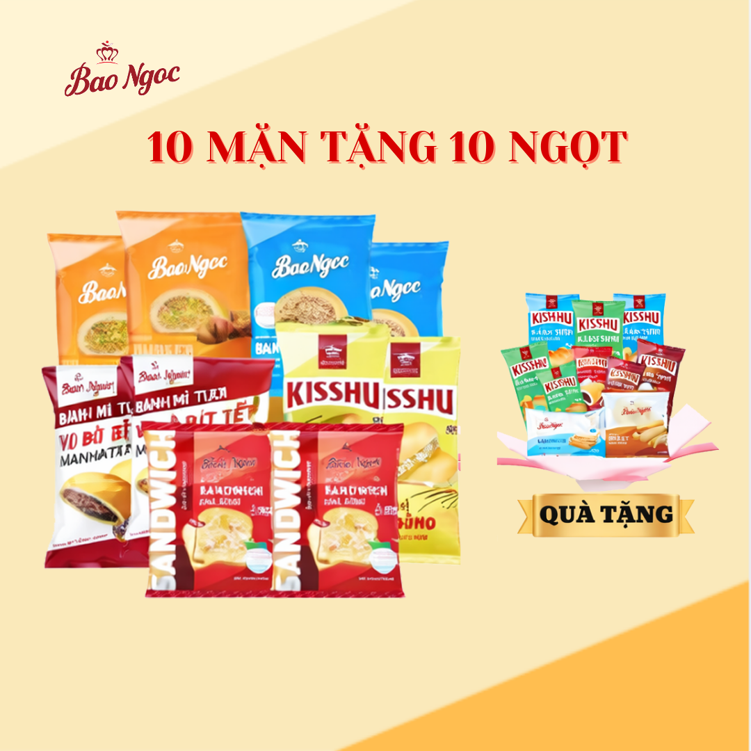 [ 10 mặn tặng 10 ngọt], Bánh mì đầy đủ các vị Bảo Ngọc mix nhân bánh mặn ngọt