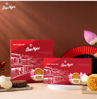 Set Hộp 4 bánh trung thu Truyền Thống  Bảo Ngọc Gold 150g/ bánh