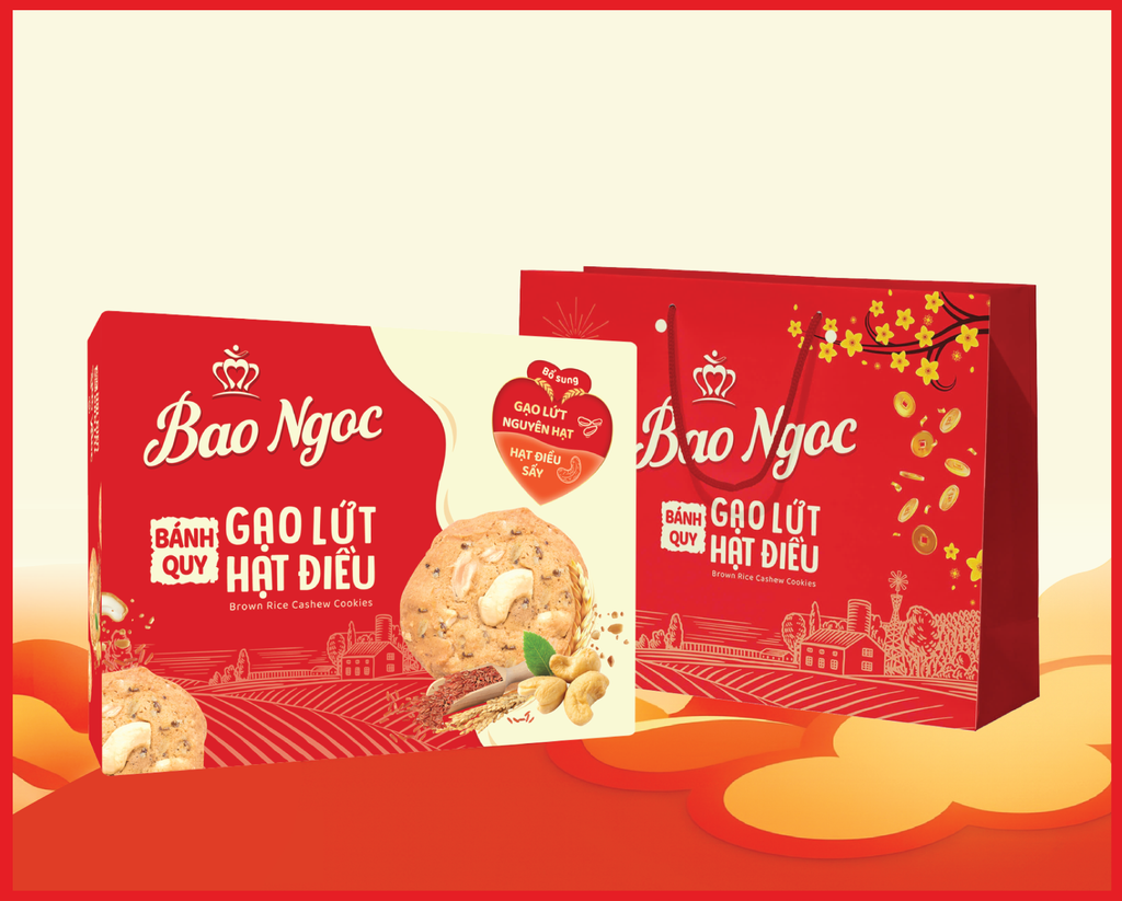 Bánh Quy Gạo Lứt Hạt Điều 336g + Kèm Túi