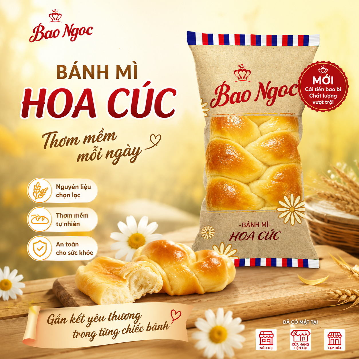 Bánh Mì Hoa Cúc Bảo Ngọc- Thơm Ngon trọn vị - 80g