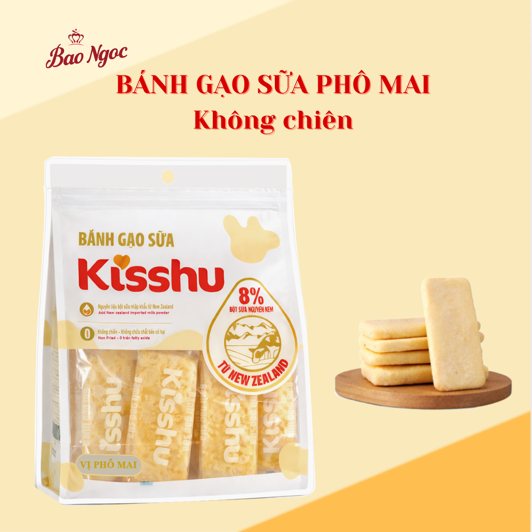 Bánh gạo sữa kisshu Bảo Ngọc vị phô mai túi 240g