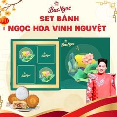 [Độc Quyền online] Hộp 4 Bánh trung thu Bảo Ngọc kèm Túi  NGỌC HOA VINH NGUYỆT - Mới 2025