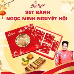 [Độc quyền online] Hộp 4 Bánh 1 Trà Trung Thu Bảo Ngọc Cao Cấp 