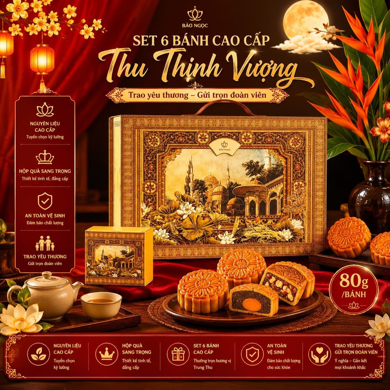 Bánh 6 bánh Trung Thu cao cấp 