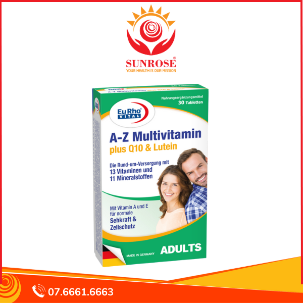  Viên uống A-Z Multivitamin + Q10 & Lutein – Tăng đề kháng, hỗ trợ mắt & tim mạch – Hộp 30 viên 