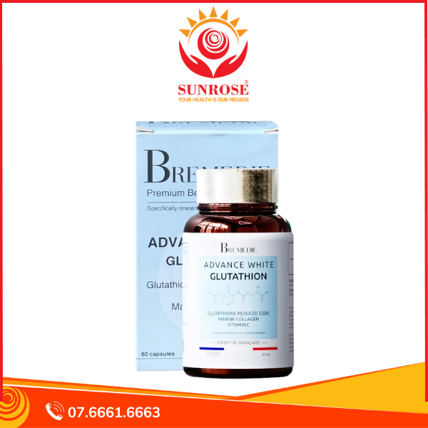  Viên uống trắng da Advance White Glutathion – Hỗ trợ sáng da, chống oxy hóa – Hộp 60 viên 