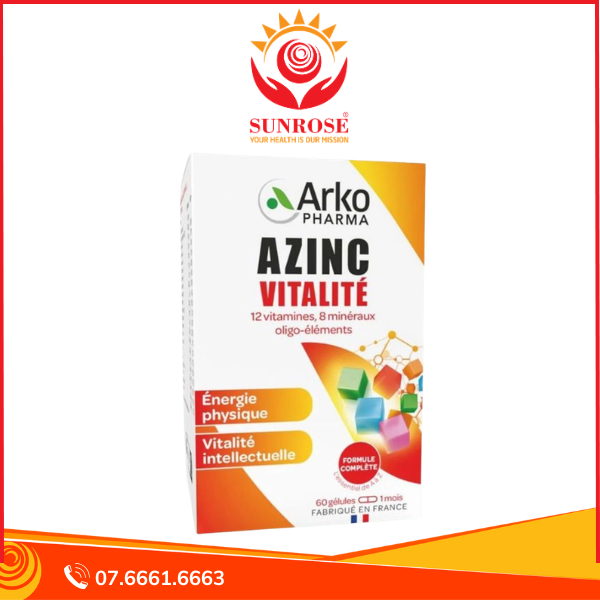  Azinc Vitalite - Viên uống Bổ Sung Vitamin Và Khoáng Chất Tổng Hợp, Hộp 60 Viên, Pháp 