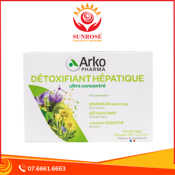  Détoxifiant Hépatique - Nước Uống Hỗ Trợ Thải Độc Gan, Hộp 20 ống, Pháp 