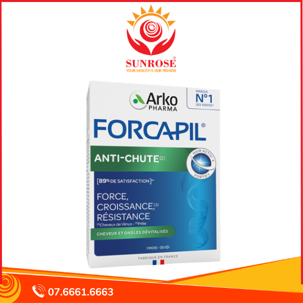  Forcapil Anti Chute - Viên Uống Chống Rụng Tóc, Hộp 30 viên, Pháp 