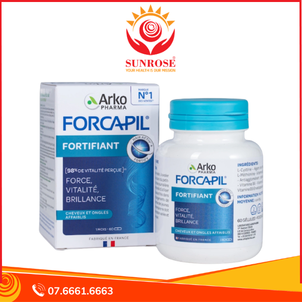  Forcapil Fortifiant - Viên Uống Ngừa Rụng Tóc, Hộp 60 viên, Pháp 