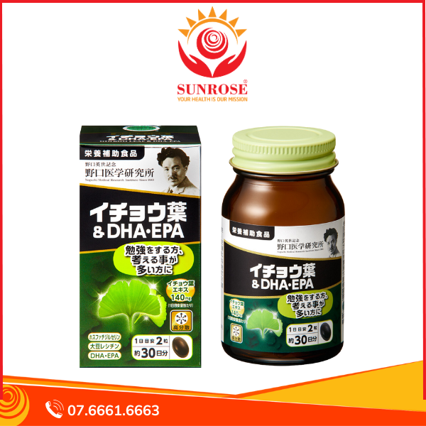  Viên uống Ginkgo Biloba & DHA EPA Noguchi – Tăng cường tuần hoàn máu não, cải thiện trí nhớ – Hộp 60 viên – Nhật Bản 