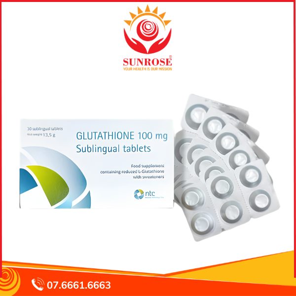  Viên nén đặt dưới lưỡi làm trắng da Ntc Glutathione 100mg Sublingual Tablets, Hộp 30 viên 