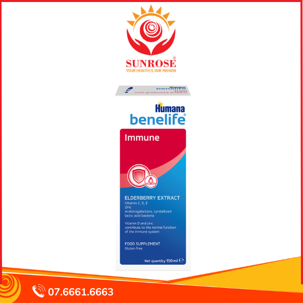 HUMANA BENELIFE IMMUNE - Hỗ trợ sức đề kháng cho cơ thể, Hàng chuẩn Đức, Chai 150ml 