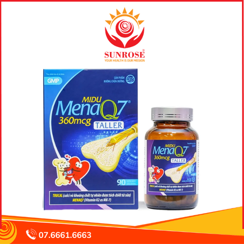  Viên uống Midu MenaQ7 360mcg – Hỗ trợ xương chắc khỏe, phát triển chiều cao tuổi dậy thì – Hộp 90 viên 