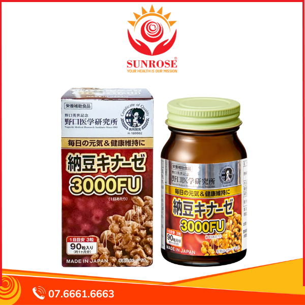  Viên uống Natto Kinase 3000FU Noguchi – Hỗ trợ phòng ngừa đột quỵ – Hộp 90 viên – Nhật Bản 