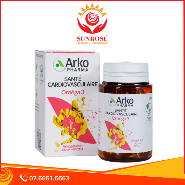  Omega 3 Arkogelules - Viên uống Hỗ Trợ Não Bộ Và Tim Mạch, Hộp 60 Viên, Pháp 