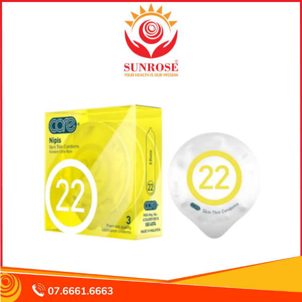  Bao cao su CARE 22 Nipis cao su tự nhiên siêu mỏng - hương nước hoa hộp 3 cái 
