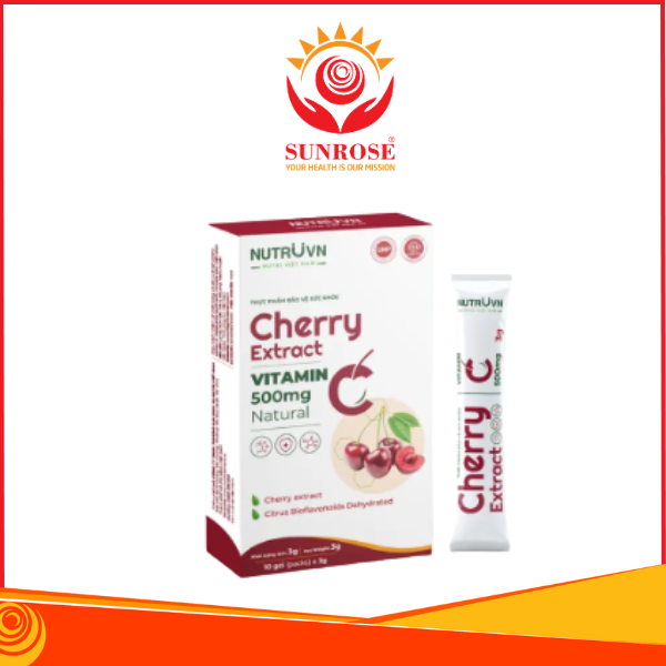  Cherry Extract bổ sung vitamin C tăng cường miễn dịch (10 gói) 