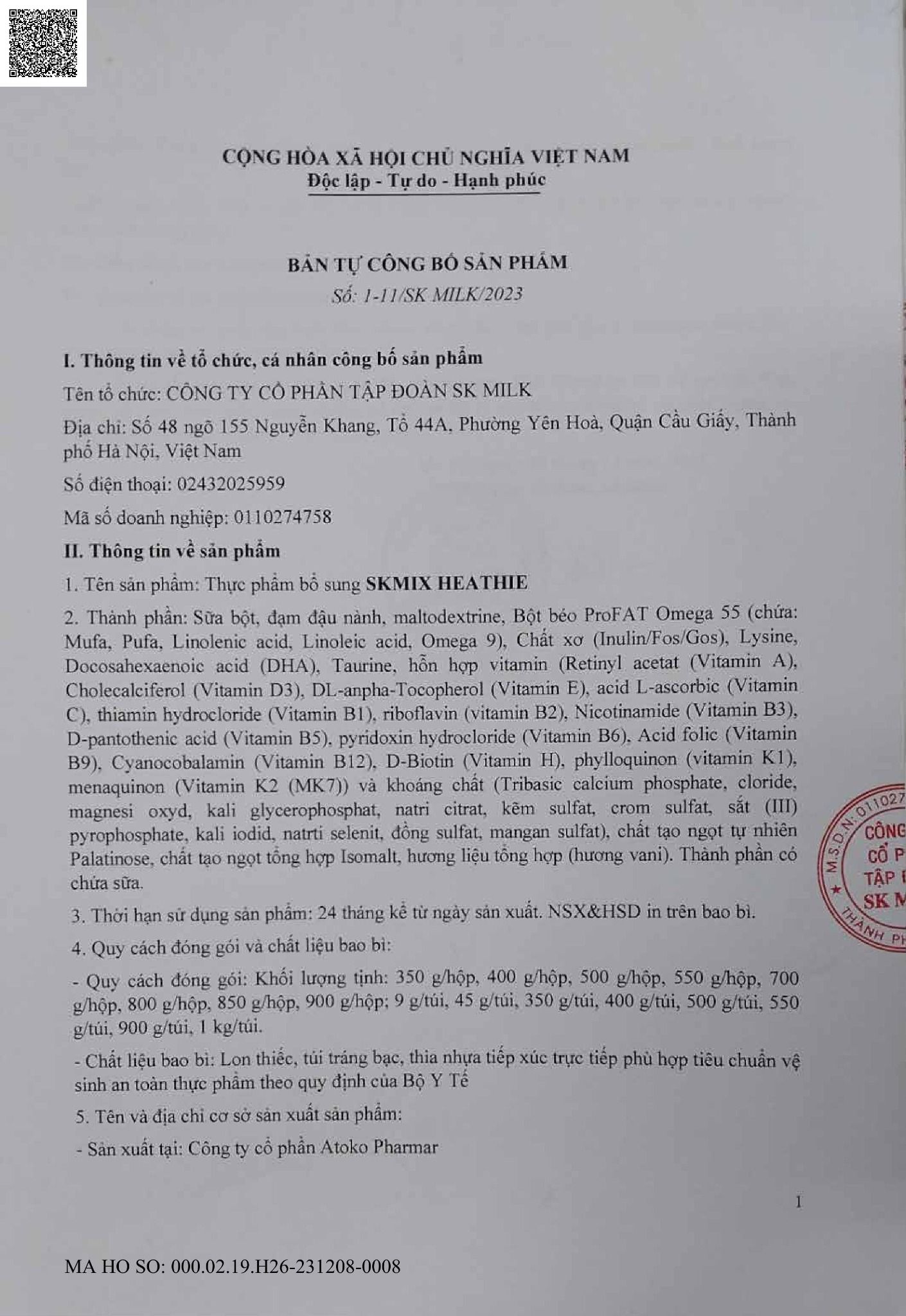  Skmix Heathie - Sữa bột dinh dưỡng phù hợp cho người lớn tuổi, tiểu đường, tim mạch Hộp 850g 