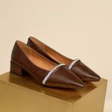  Giày Búp Bê Da Lì Đính Đá Cao Cấp 27-028 