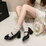  Giày Mary Jane Cao Gót  Da Bóng Cao Cấp 8208-26 
