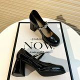  Giày Cao Gót 7 Phân Da Bóng Đính Đá Cao Cấp 8385-3 