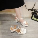  Giày Sandal Cao Gót 7 Phân Đế Đúp 2 Phân Da Bóng Cao Cấp D12887 