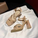  Giày Sandal Cao Gót 8 Phân Da Bóng QCCC A85-10 