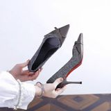  Giày Cao Gót 9 Phân Da Phối Vải Cao Cấp A2319-3 