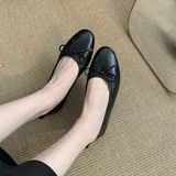  {Form Chuẩn} Giày Búp Bê Bệt Phối Nơ Da Lì Cao Cấp VN1989 