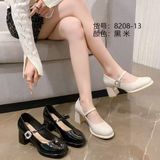  Giày Mary Jane  Cao Gót 7 Phân Da Bóng Cao Cấp 8208-13 