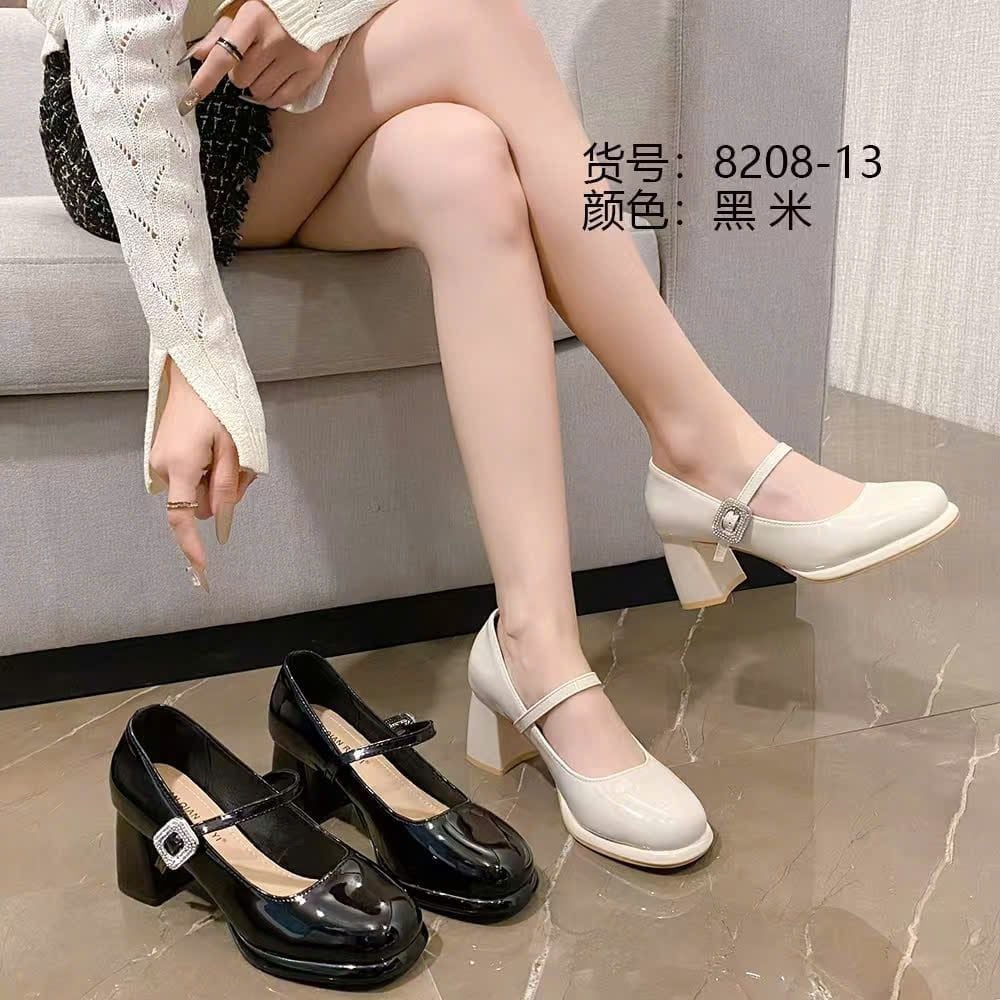  Giày Mary Jane  Cao Gót 7 Phân Da Bóng Cao Cấp 8208-13 