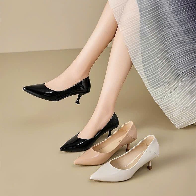  Giày Cao Gót 5 Phân Da Bóng Cao Cấp D980-1 