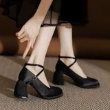  Giày Cao Gót Vuông 7 Phân Da Phối Lụa Satin Cao Cấp 180-3 