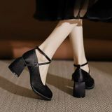  Giày Cao Gót Vuông 7 Phân Da Phối Lụa Satin Cao Cấp 180-3 