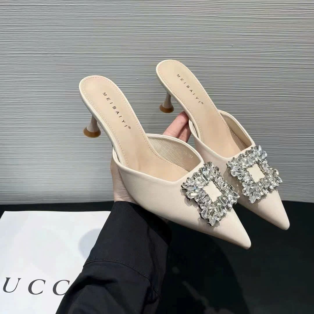  Dép Cao Gót 7 Phân Đính Đá Cao Cấp H66-41 