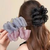  Kẹp Tóc Càng Cua Bảng Lớn Voan Chấm Đá KT11 