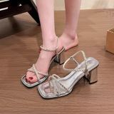  Giày Sandal Cao Gót 6 Phân Dây Đá Cao Cấp 95L6-12 