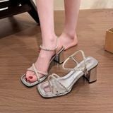 Giày Sandal Cao Gót 6 Phân Dây Đá Cao Cấp 95L6-12 