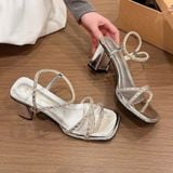  Giày Sandal Cao Gót 6 Phân Dây Đá Cao Cấp 95L6-12 