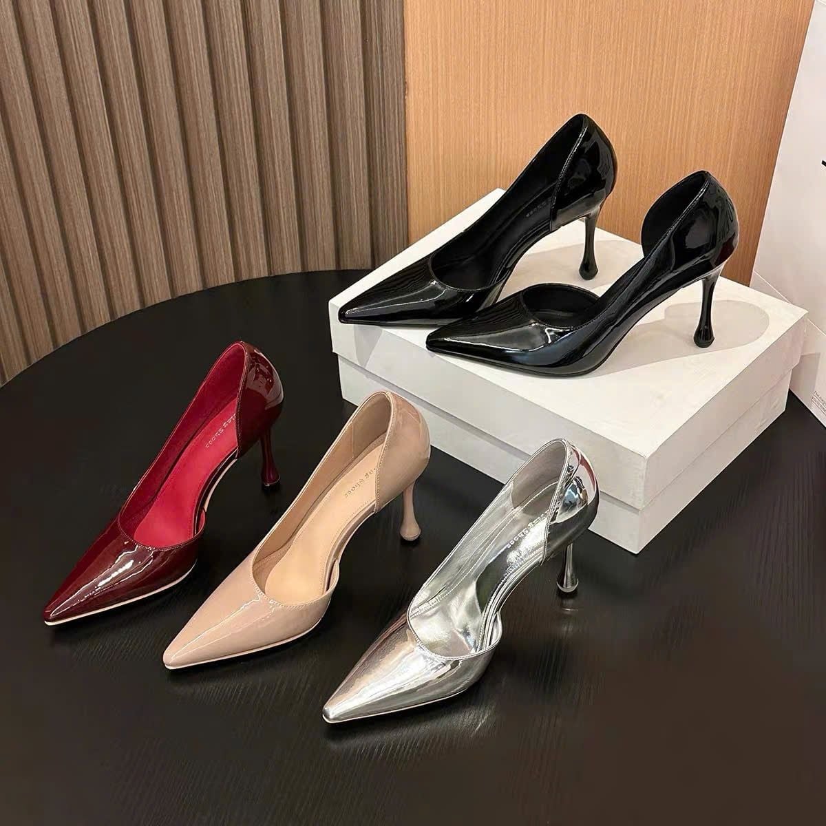  Giày Cao Gót 9 Phân Da Bóng Cao Cấp 1366-2 