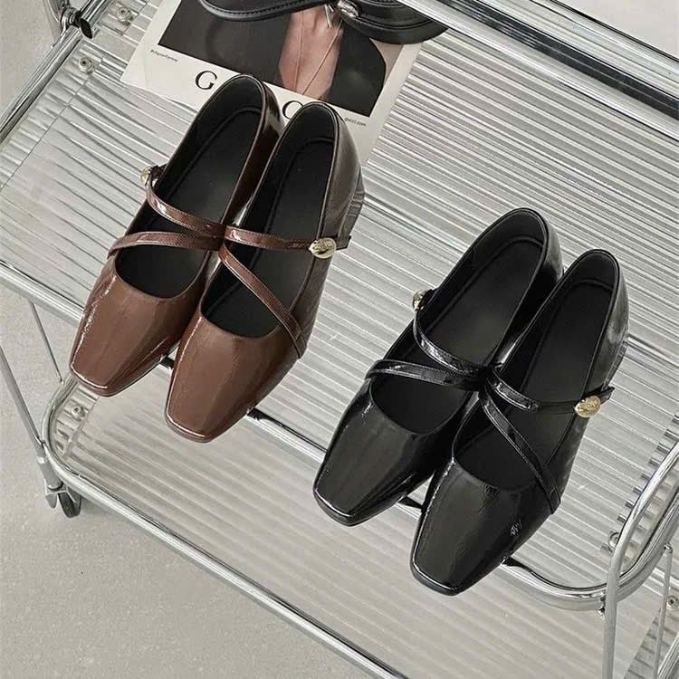  Giày Búp Bê Mary Jane 3 Phân Da Bóng Cao Cấp 252-13 