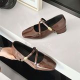  Giày Búp Bê Mary Jane 3 Phân Da Bóng Cao Cấp 252-13 