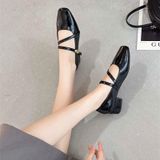  Giày Búp Bê Mary Jane 3 Phân Da Bóng Cao Cấp 252-13 