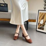  Giày Mary Jane Cao Gót 4 Phân Da Thật 301-25 