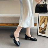  Giày Mary Jane Cao Gót 4 Phân Da Thật 301-25 