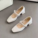  Giày Mary Jane Cao Gót 4 Phân Da Thật 301-25 