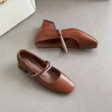  Giày Mary Jane Cao Gót 4 Phân Da Thật 301-25 
