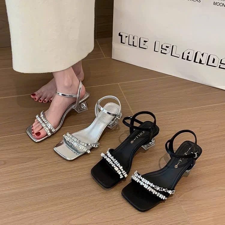  Giày Sandal Cao Gót 5 Phân Gót Trong Đính Đá Cao Cấp 819-50 
